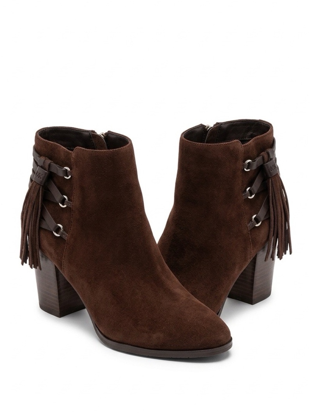 Marc Fisher Kadey Chocolate Brown Suede Tassel Side Zip Ankle Boots - Size 9